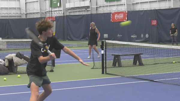 Calgary’s Matthew Popa making a point on the tennis court