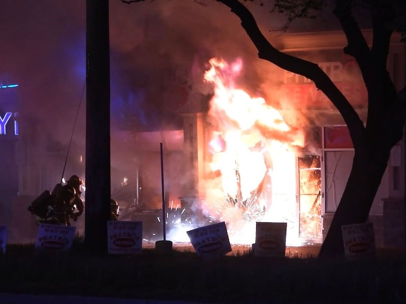Fire breaks out after car crashes into Toronto fireworks store