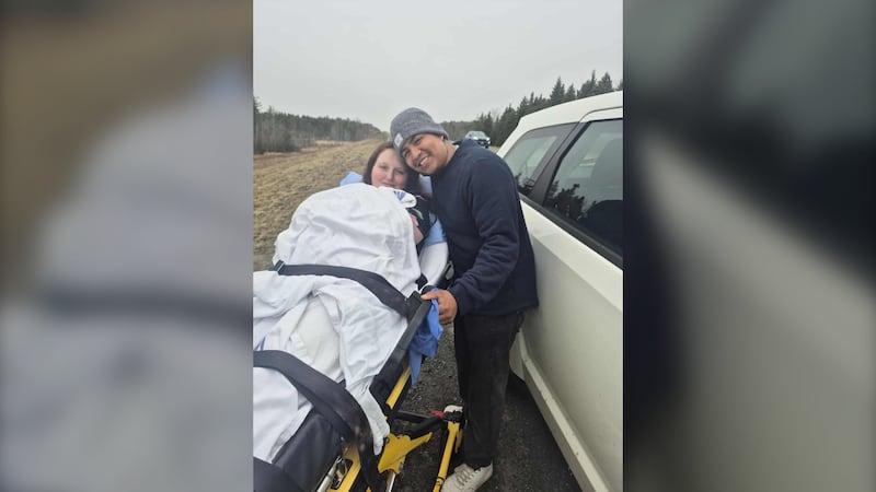 Because their local hospital’s labour services were suspended, this couple had their baby on the Trans-Canada highway