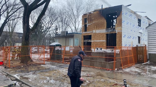 Fire broke out at a multi-storey structure at 108 Street and 85 Avenue on March 19, 2026. (Dave Mitchell/CTV News Edmonton)