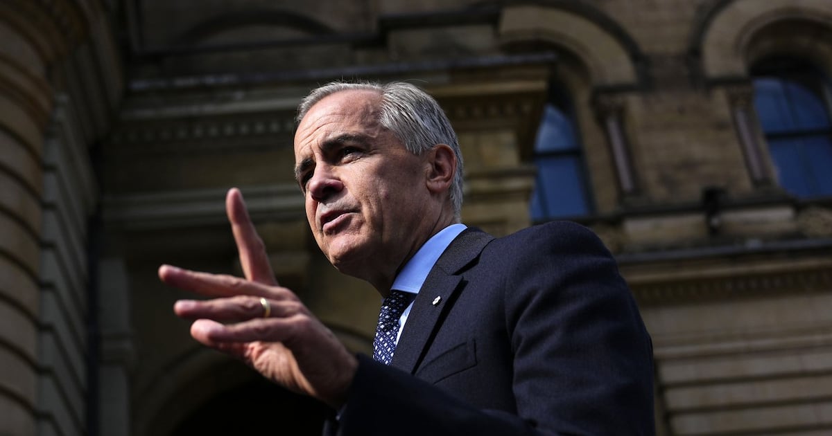Prime Minister Mark Carney speaks with members of the media as he arrives at the Office of the Prime Minister and Privy Council in Ottawa, on Tuesday, Sept. 1, 2026. THE CANADIAN PRESS/Justin Tang