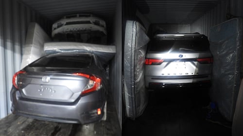 3 stolen vehicles found inside shipping container in Toronto, 3 suspects charged