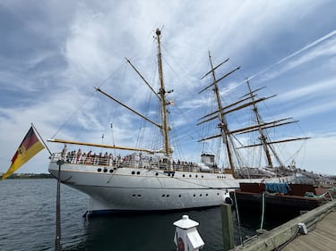 The Gorch Fock is pictured in Halifax on August 2, 2026. (Callum Smith/CTV Atlantic)