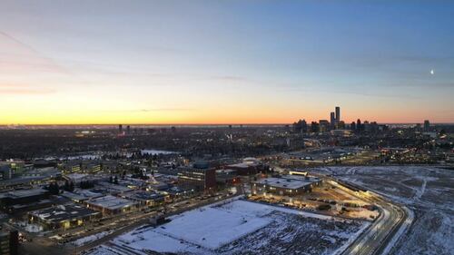 Your Morning Edmonton's CTV Drone flies over downtown on Feb. 11, 2026. (Sean McClune/CTV News Edmonton)