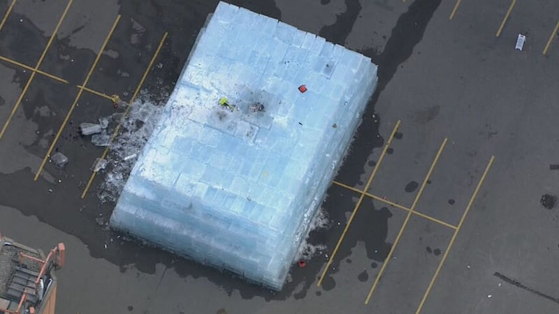 Take a closer look at Drake's giant ice sculpture in downtown Toronto