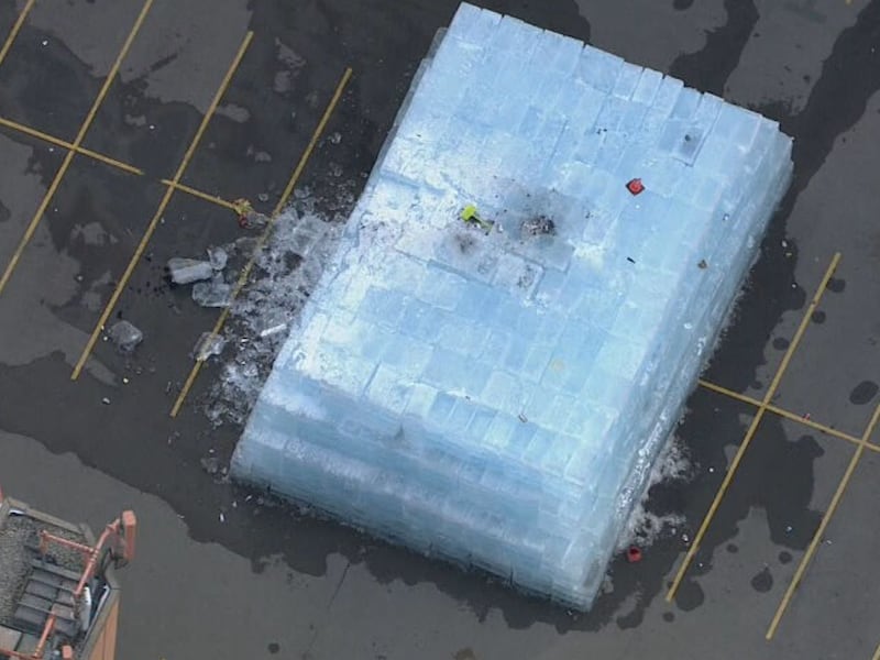 Take a closer look at Drake's giant ice sculpture in downtown Toronto