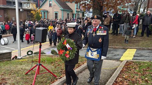 Veteran Peter Wilkins is pictured at a Remembrance Day ceremony in Lunenburg, N.S., on Nov. 11, 2025. (CTV Atlantic / Callum Smith)