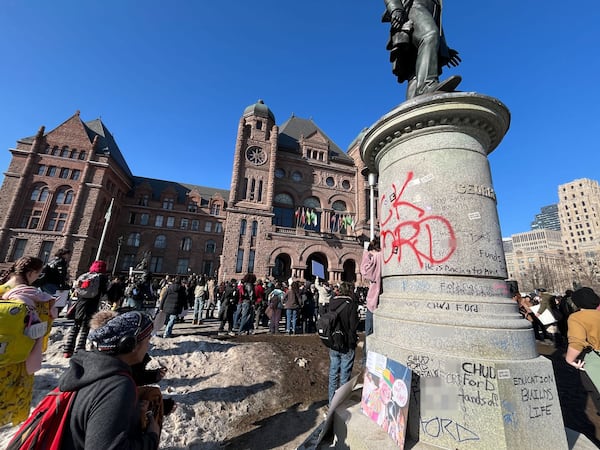 Statues on grounds of Queen’s Park to be wrapped in the wake of being vandalized during protest