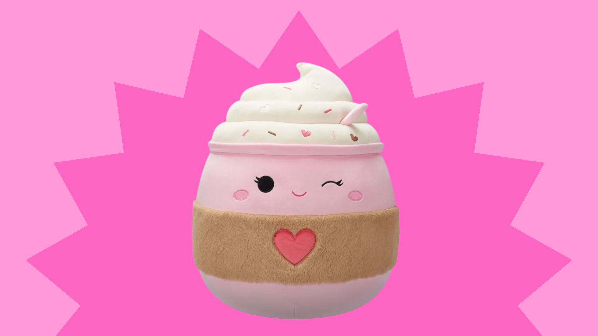 a squishmallow with a bright and colourful background