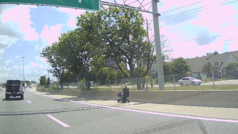 Mobility scooter seen traveling along Highway 8