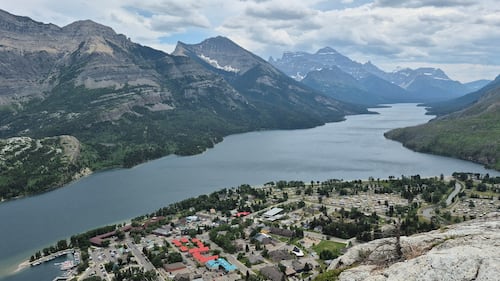 The Waterton townsite at Waterton Lakes National Park, Alta., is seen on Wednesday, June 25, 2025. (THE CANADIAN PRESS/Curtis Ng)
