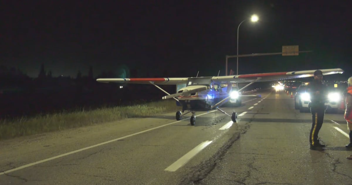 Small plane makes emergency landing on highway east of Edmonton - CTV News