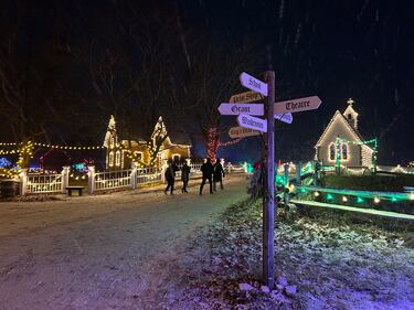 Christmas Village Aglow at the Kings Landing Historical Settlement in Prince William, N.B. on Nov. 30, 2025. (Nick Moore/CTV Atlantic)