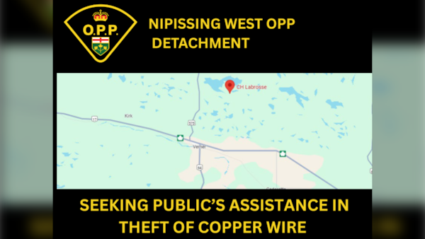 Copper wire stolen from 30 West Nipissing utility poles, police investigating