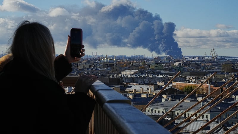 Blaze at St. Petersburg oil sites as Kyiv launches more than 1,000 drones at Russia