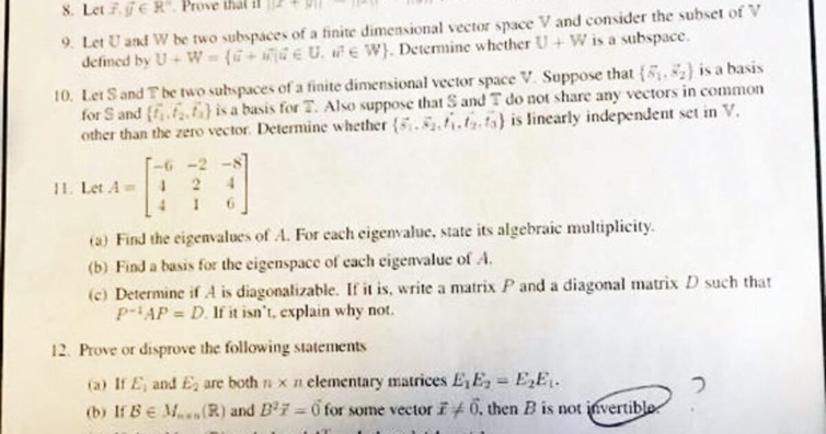 Math Uw UW math exam questions offered to students ahead of time