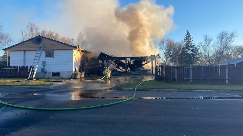Yorkton home goes up in flames, gas line fuels blaze