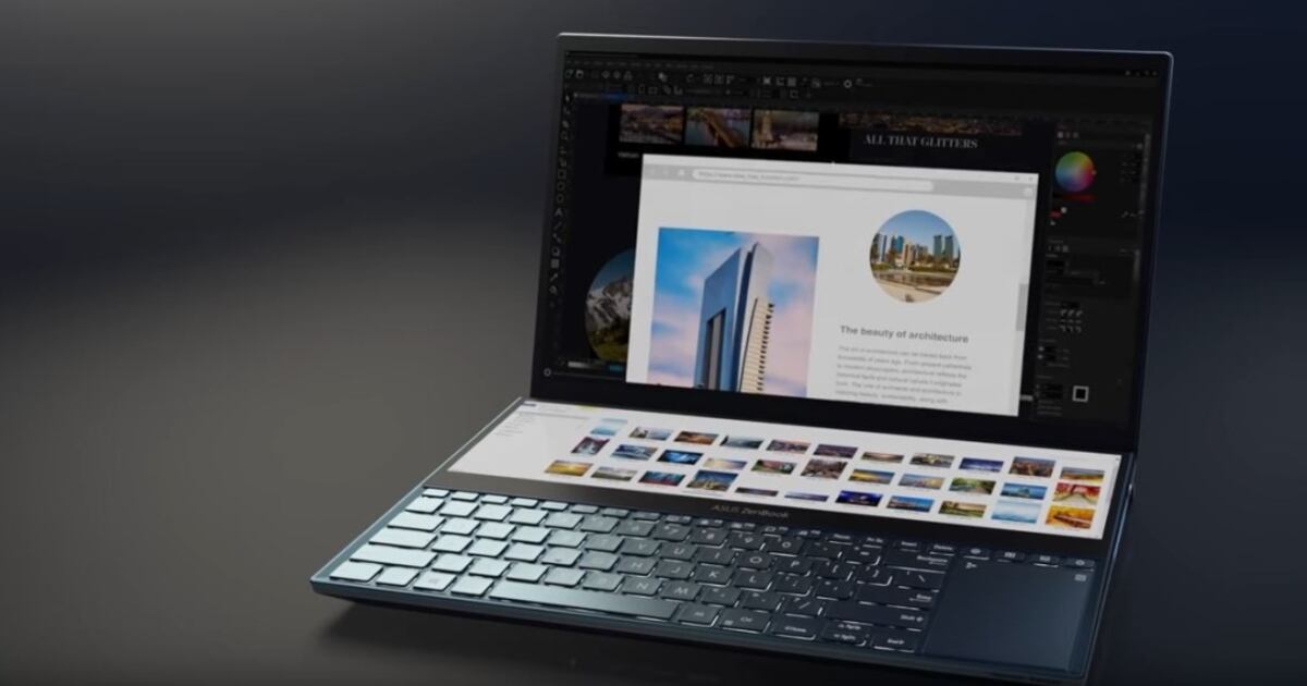 Asus debuts laptop with three screens and a full-size mechanical keyboard