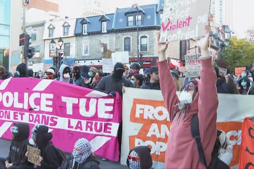4 arrested, 1 injured at protest outside of Montreal police station
