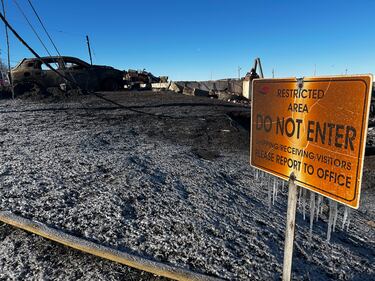 A fire tore through Aquashell Holdings Inc., a major employer in Wallace, N.S., on Dec. 8, 2025. (CTV Atlantic / Jonathan MacInnnis)