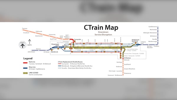 No downtown CTrain service through long weekend: Calgary Transit