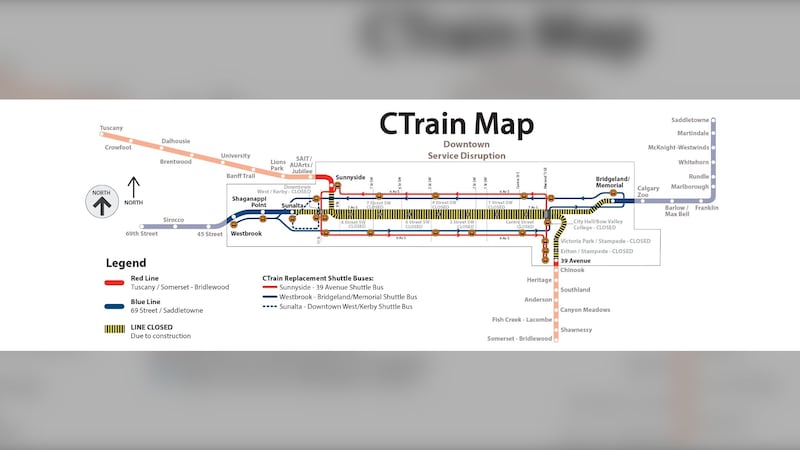 No downtown CTrain service through long weekend: Calgary Transit