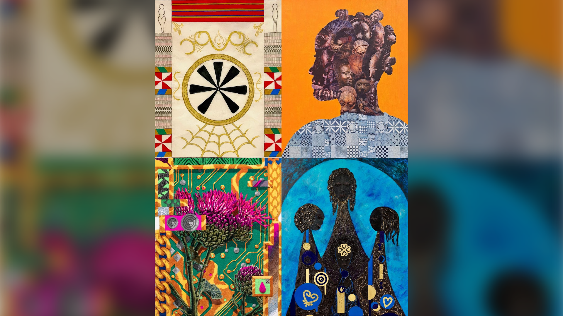 An image of artworks that will be on display for a new exhibit 'New Routes: threads through space and time' which will open at Mitchell Art Gallery on Sept. 19, 2025. (Source: Mitchell Art Gallery)
