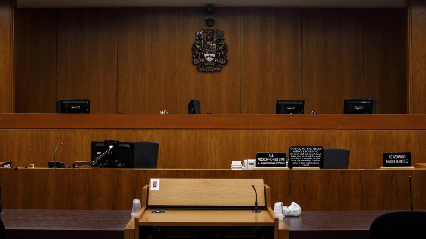 A courtroom at the Edmonton Law Courts building is shown in Edmonton on June 28, 2019. (Jason Franson)