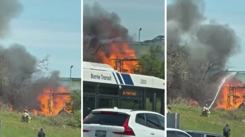 Encampment fire breaks out off Hwy 400: Barrie Fire