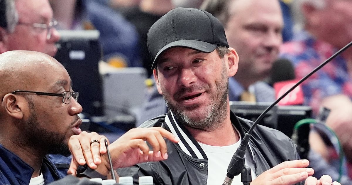 Photo: ctvnews.ca Former NFL quarterback Tony Romo, right, attends an NBA basketball game between the Indiana Pacers and the Dallas Mavericks