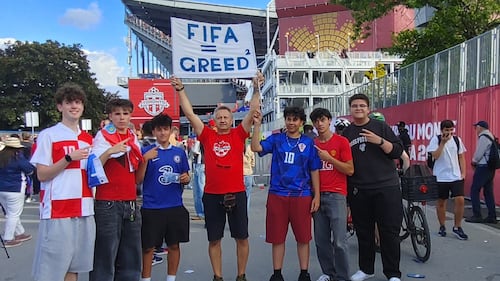 Man charged with trespassing after carrying ‘FIFA = Greed’ sign at Exhibition Place