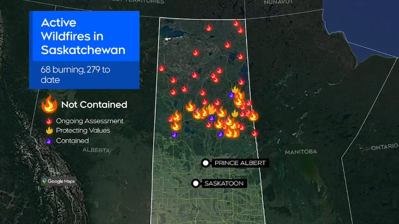 Active wildfires fluctuate in northern Saskatchewan