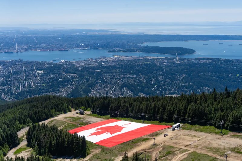 Giant Canadian flag on Grouse Mountain part of world record attempt