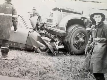 Clem Fairclough is pictured on the right in this undated photo. (Courtesy of the Kentville Volunteer Fire Department)