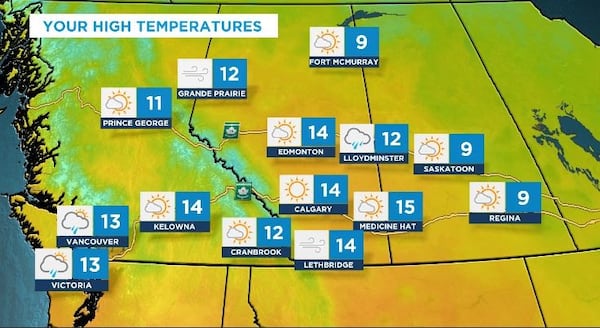 Above seasonal stretch of temperatures for Calgary this week