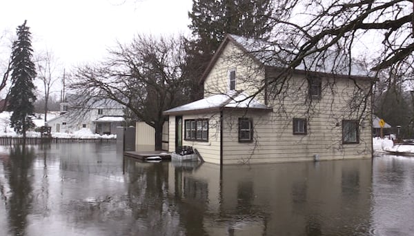 ‘River has cut its own course’: Temporary dam built to protect flood ravaged homes in Pinkerton