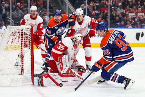 Red Wings' Postava impresses in first NHL start and 4-3 win over Oilers