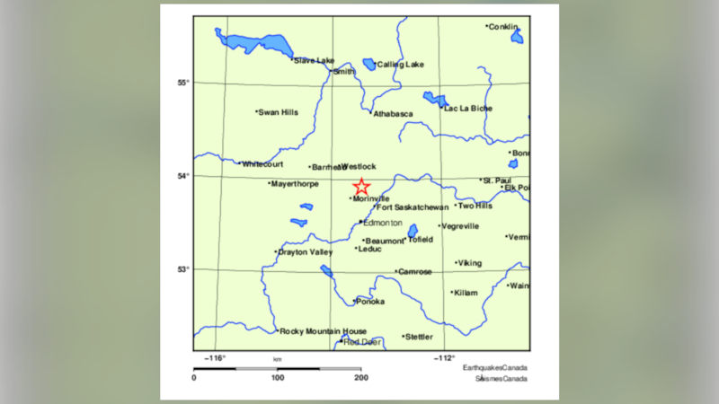 4.1-magnitude earthquake felt north of Edmonton
