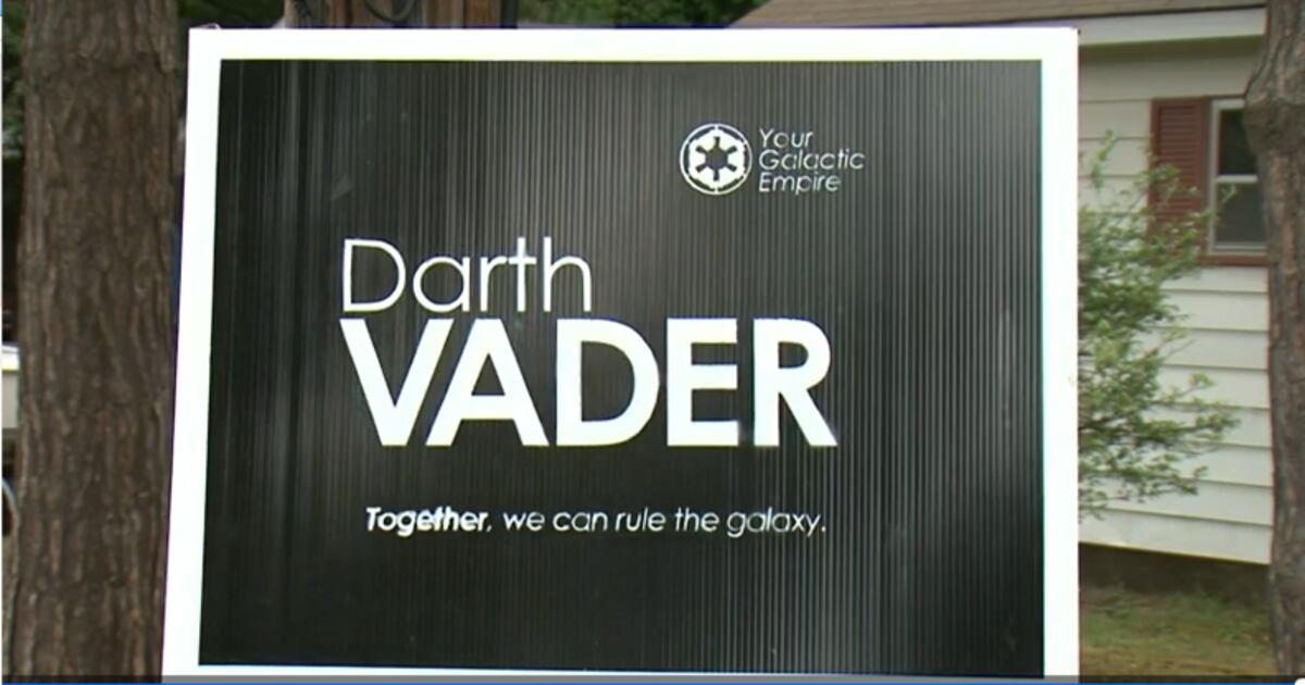 Marvel Election Sign The Force is strong with this one: Darth Vader election signs pop up in ...