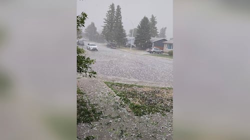 Loonie to golf ball-sized hail hammers homes, vehicles in Claresholm, Alta.