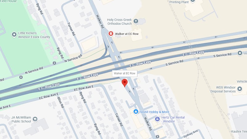E.C. Row westbound on-ramp at Walker Road closed after fire