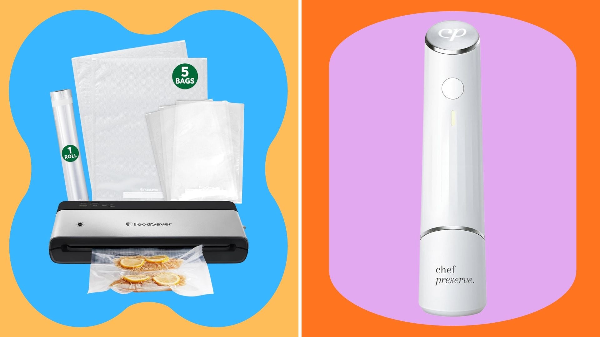 FoodSaver PowerVac Compact Vacuum Sealer and a Chef Preserve Vacuum Sealer.