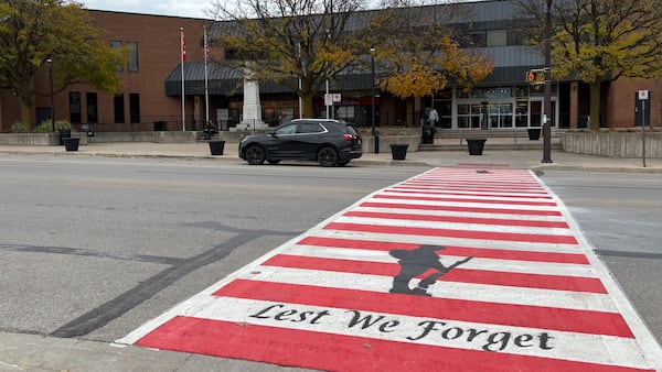 ‘It brings me to tears’: Local veterans honoured by new Remembrance Crosswalk in Tillsonburg