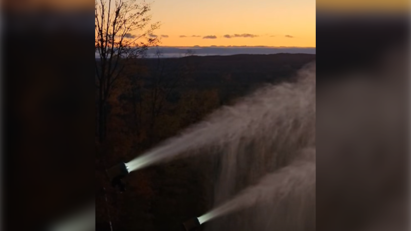 Local ski resort fires up snow guns at sunrise