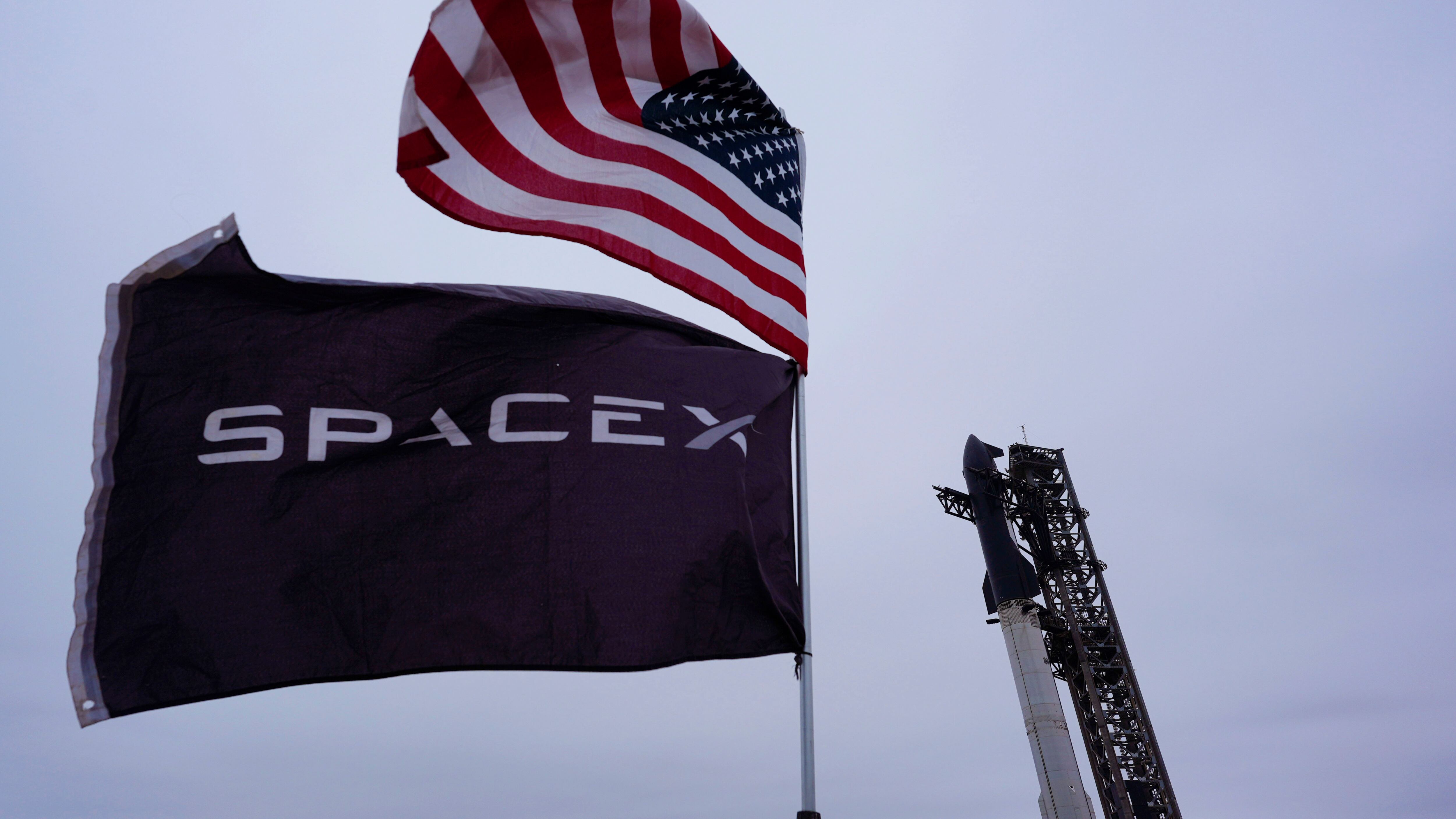 SpaceX's mega rocket Starship is prepared for a test flight from Starbase in Boca Chica, Texas, Sunday, Jan. 12, 2025. (AP Photo/Eric Gay)