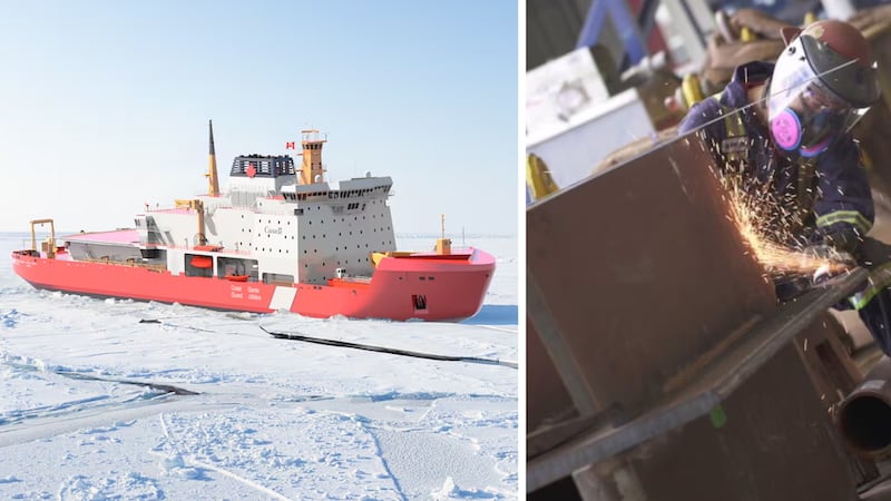 One of the giant ships at the centre of Canada’s shipbuilding revival is taking shape