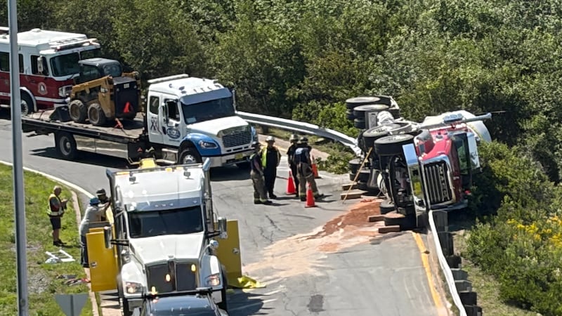 Section of Highway 111 in Dartmouth, N.S., closed to traffic due to overturned truck