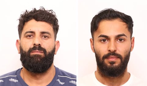 Florin Constantin, left, and Constantin Dumitru, right, were accused in a fraudulent vehicle sale scheme in Alberta in May 2026. (Source: Edmonton Police Service)