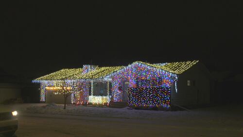 Edmonton home coated with Christmas lights in the Castledowns area on Dec. 2, 2025. (Dave Mitchell/CTV News Edmonton)
