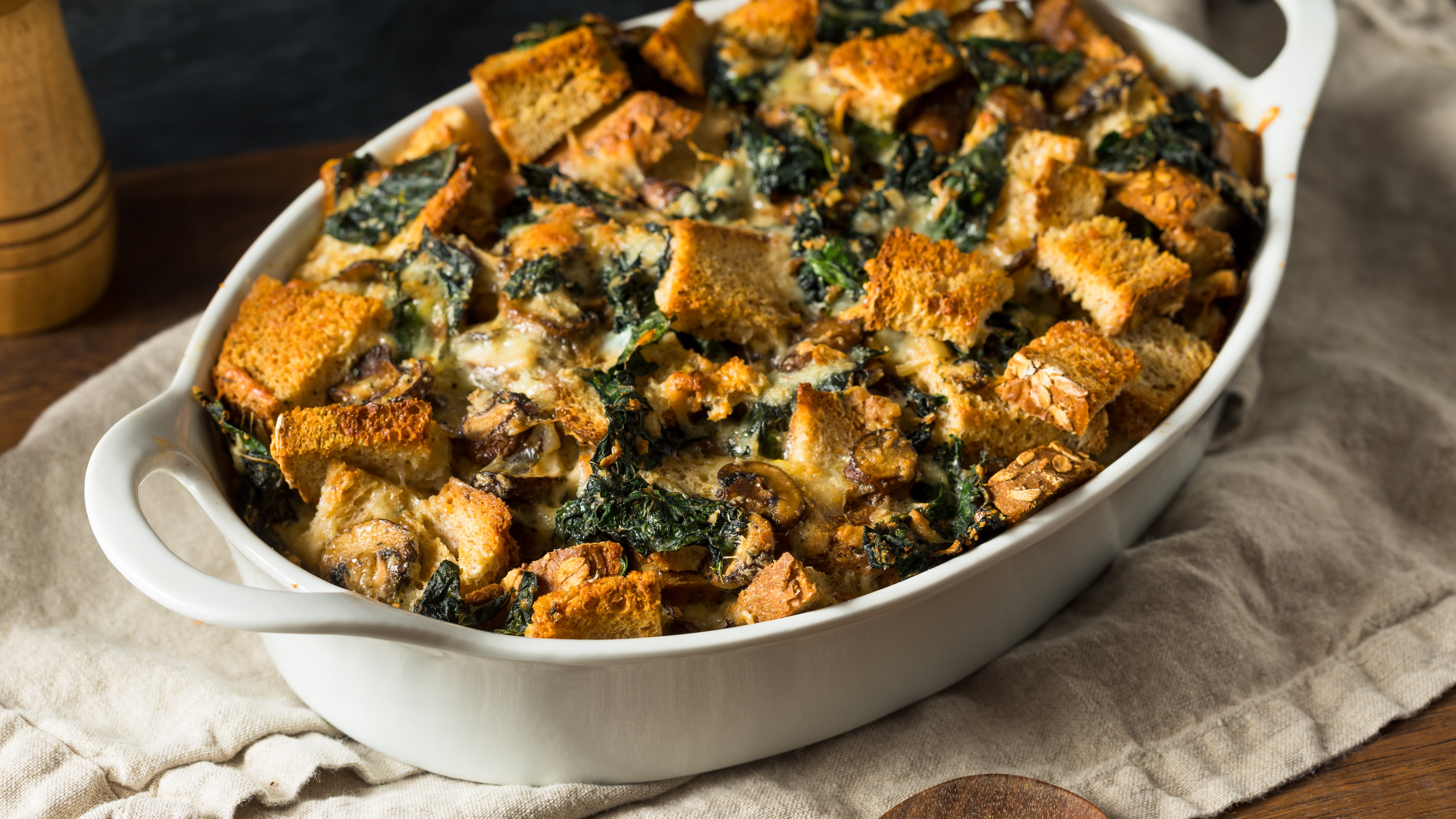 Mushroom, Sausage & Fontina Bread Pudding